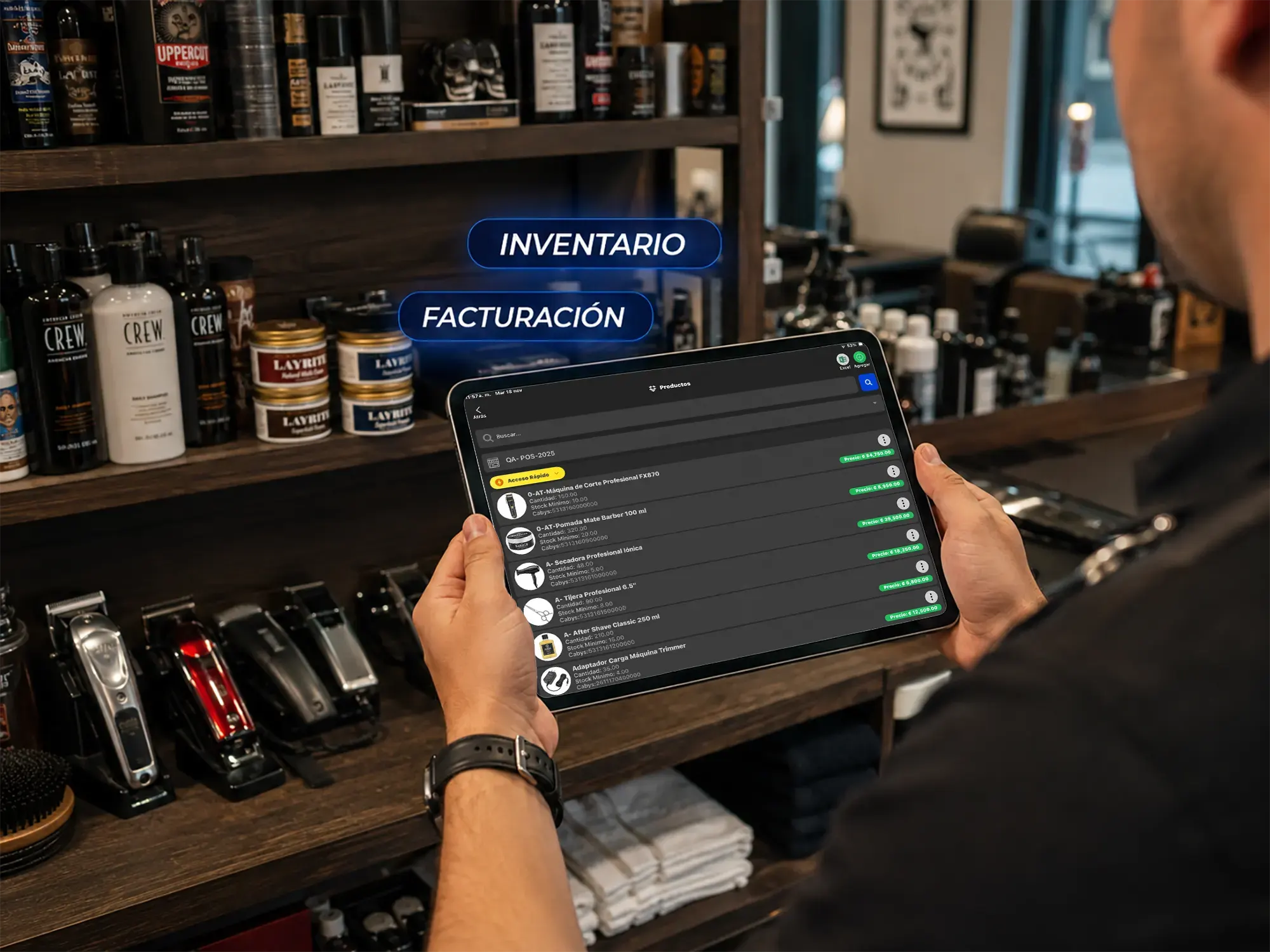 Inventario de productos para barberías en POSMOVI