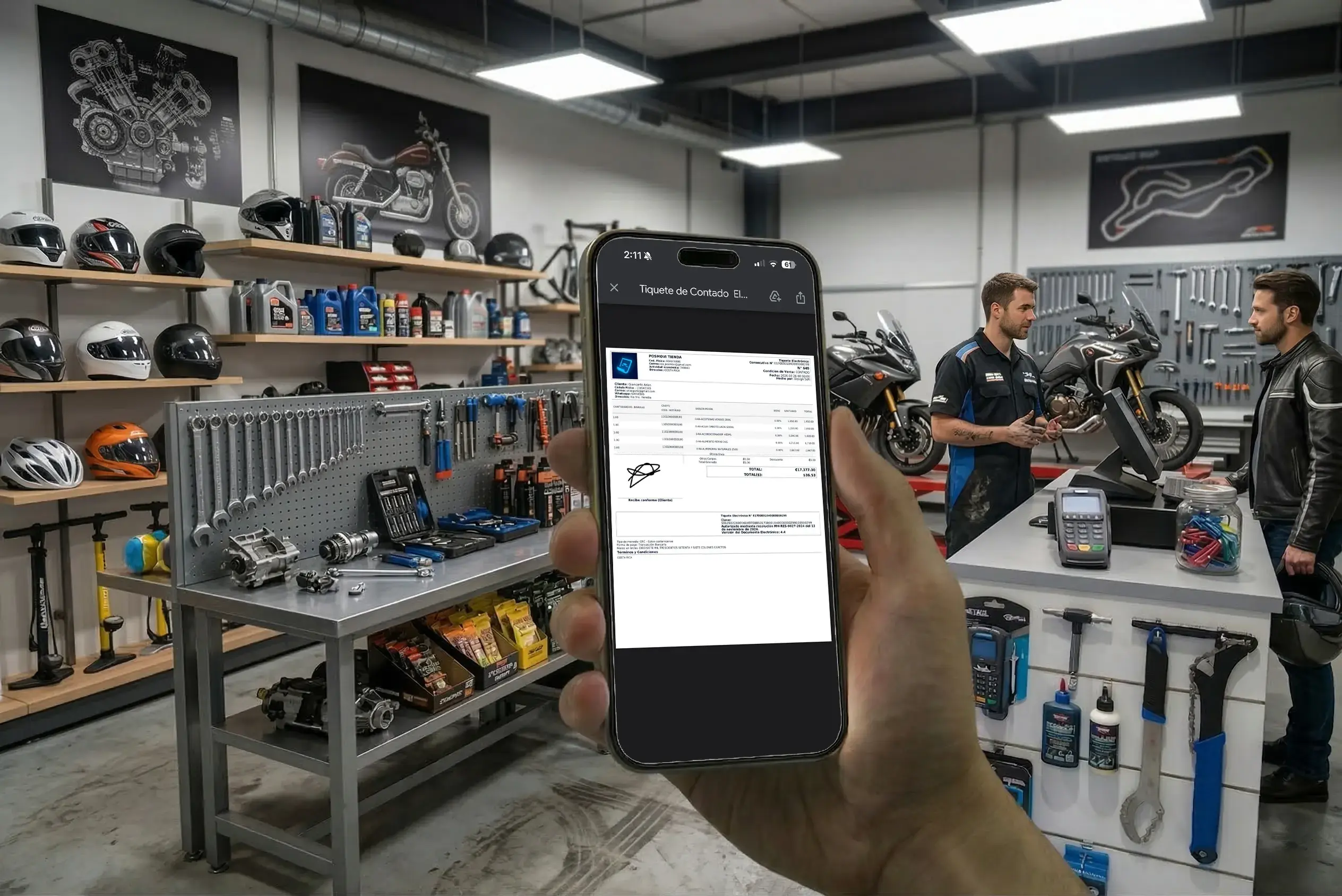 Entrega de factura electrónica o comprobante en tu taller de motos