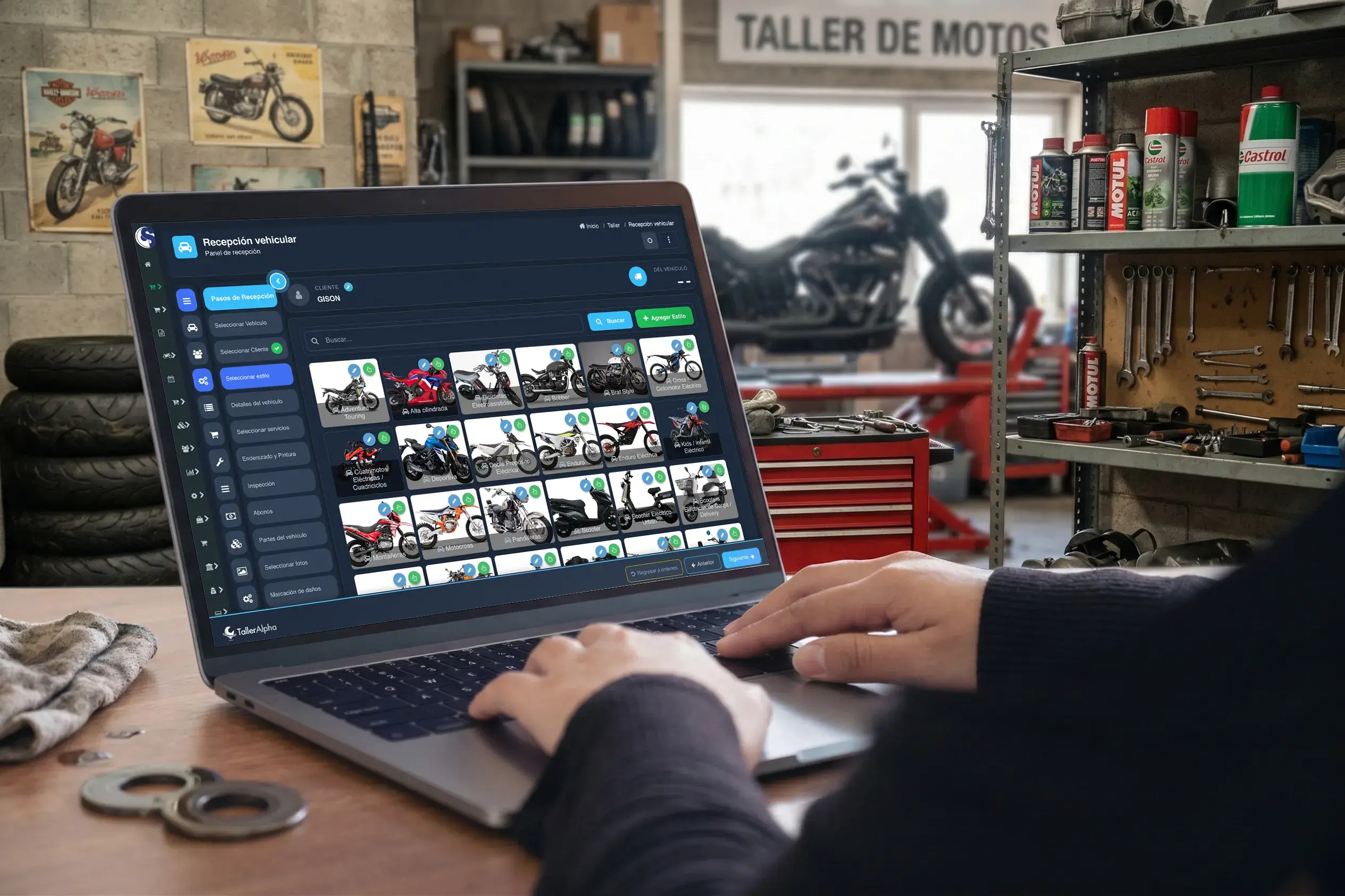 Elegir productos durante la facturación electrónica en tu taller de motos
