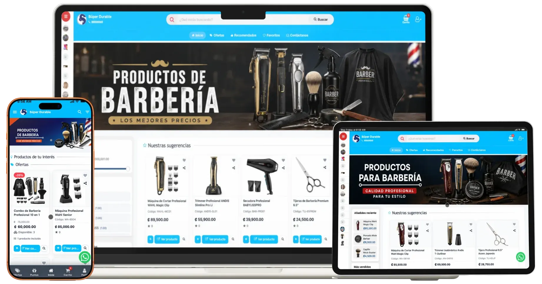 Tienda en línea para vender productos de barbería