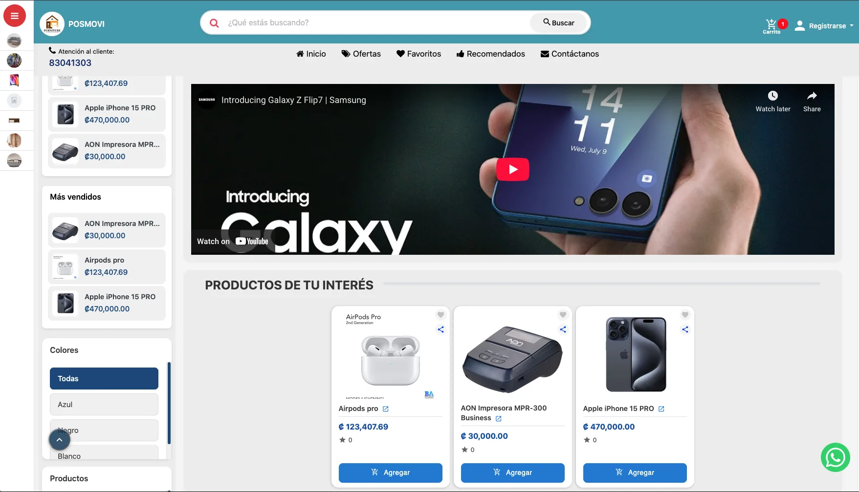 Paso 1: Cliente elige un producto