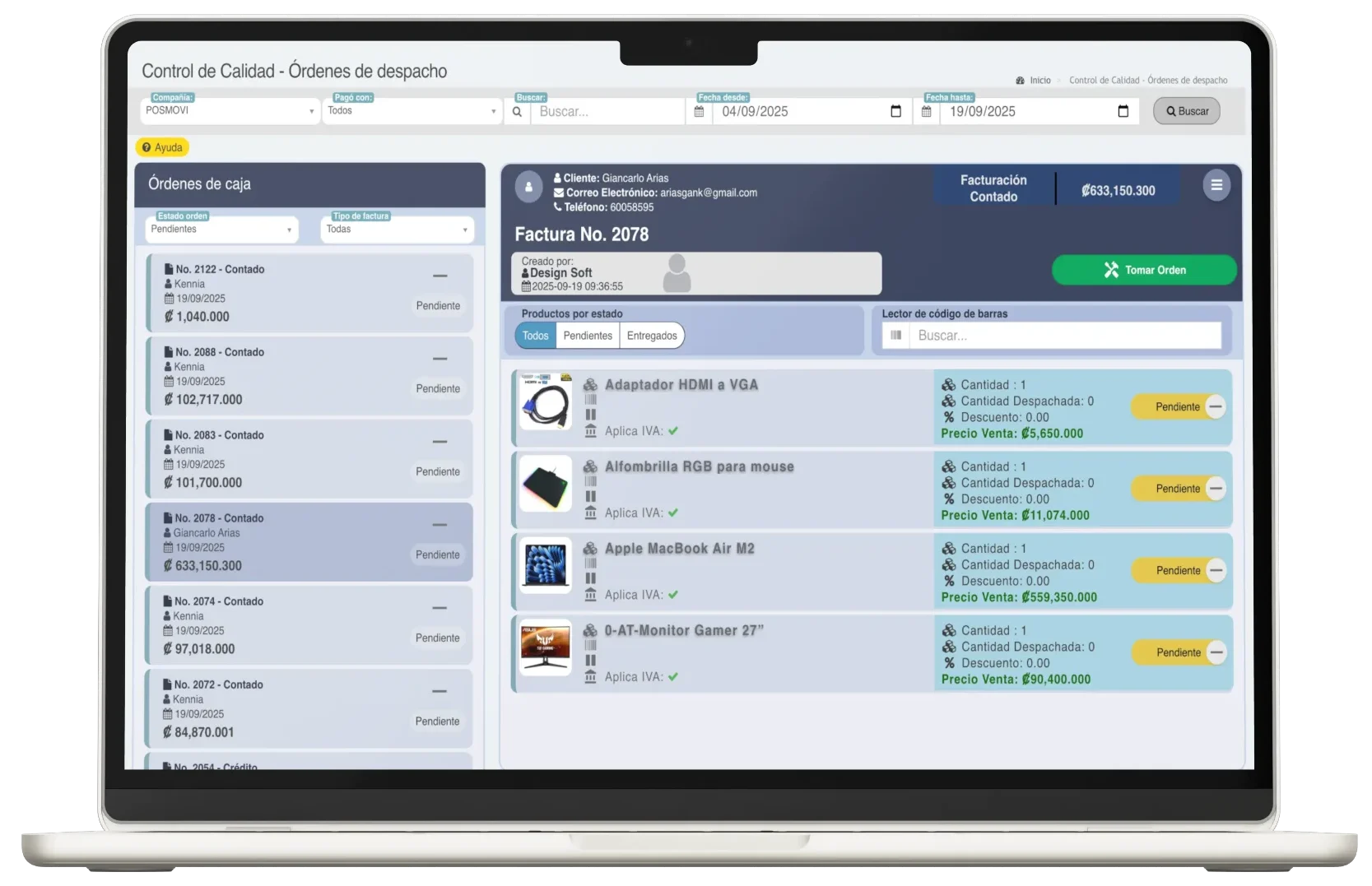 Mockup de la aplicación web