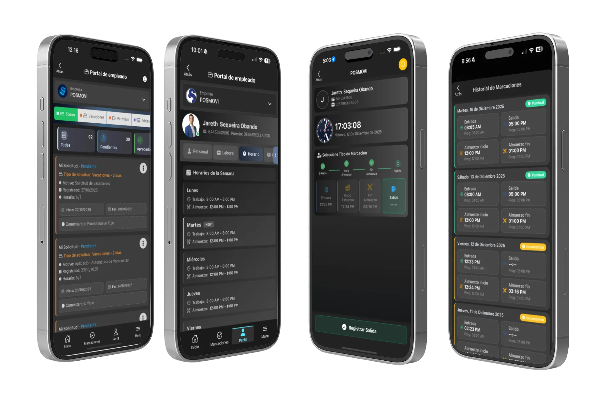 App Portal del Colaborador POSMOVI - Solicitudes, Perfil, Biometría e Historial