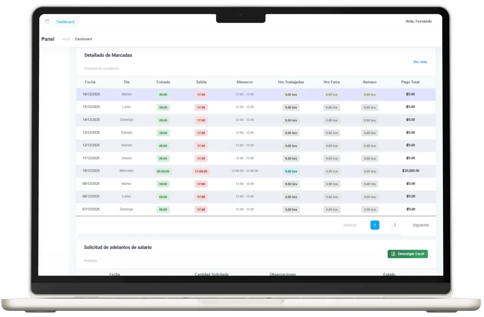Detalle de Marcadas y Asistencia en Móvil