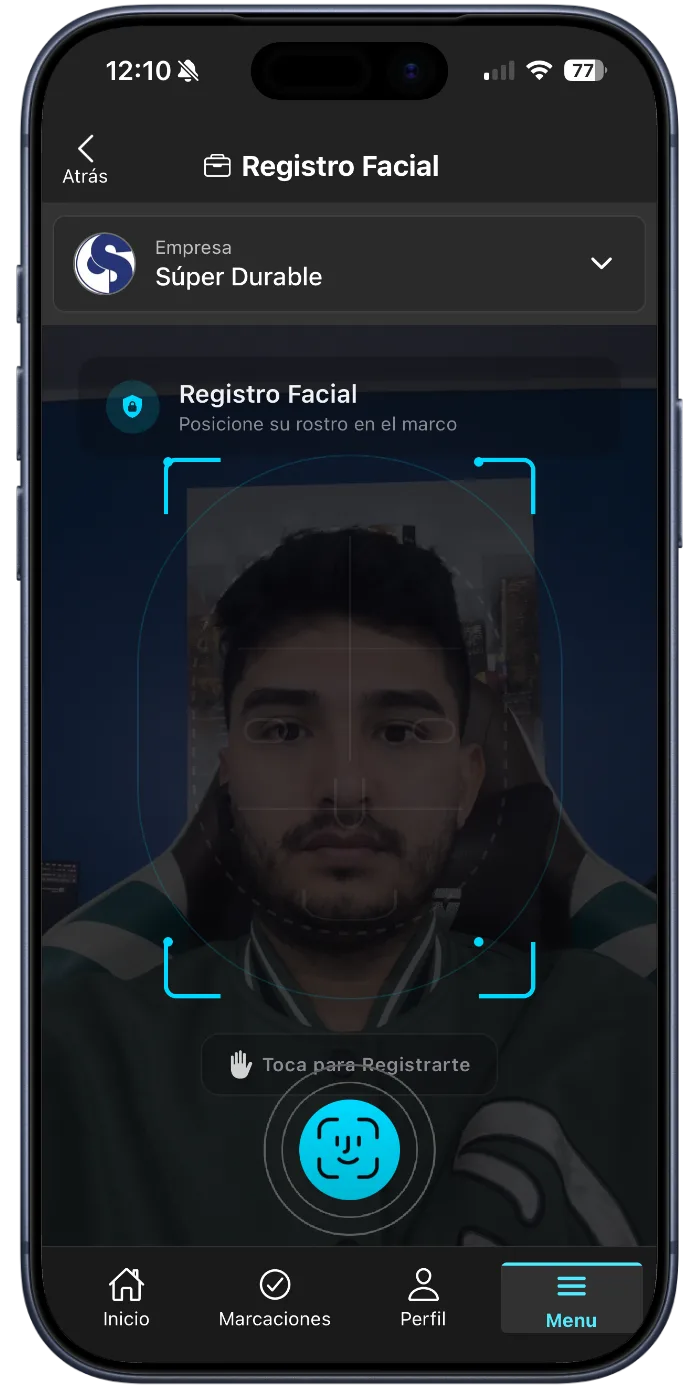 Interfaz de Registro Facial