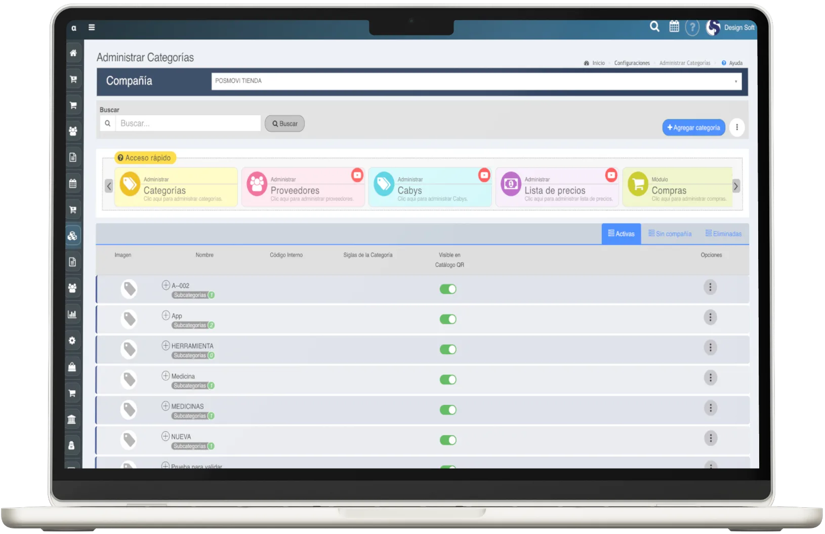 Administración de Categorías Posmovi