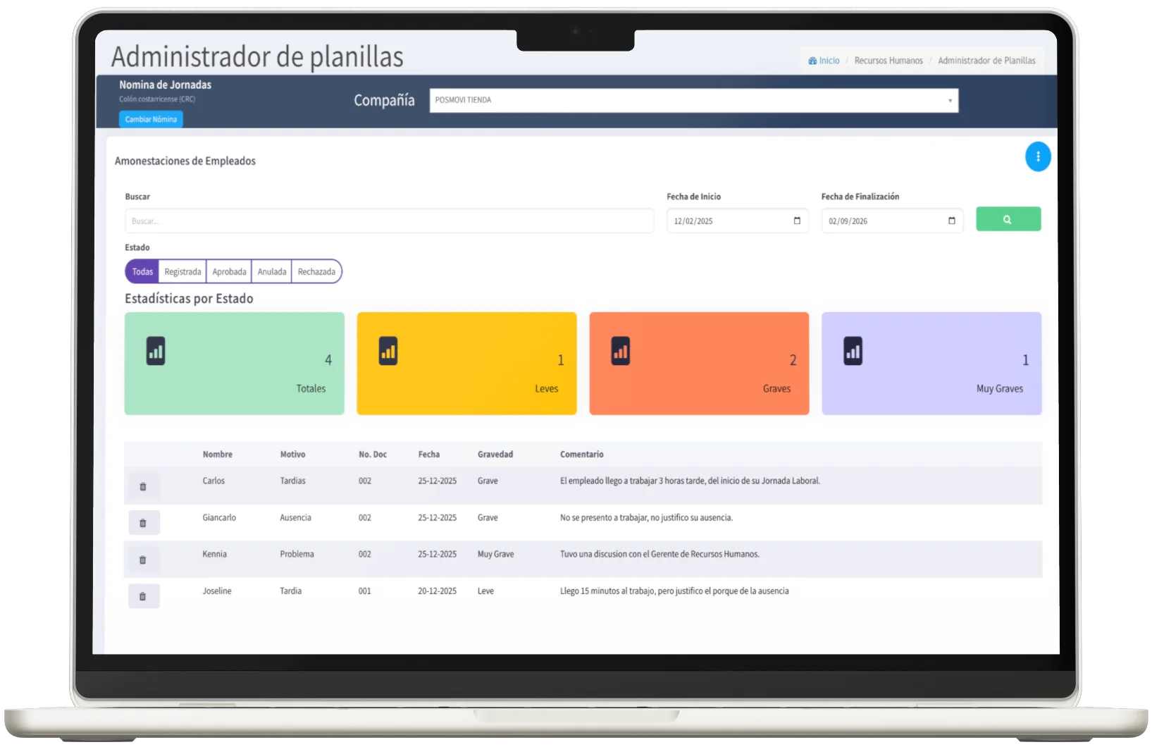 Amonestaciones Posmovi