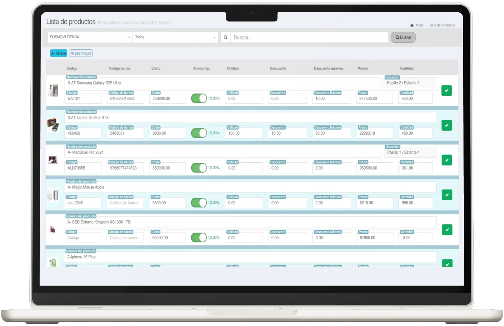 Lista de Productos Web Posmovi