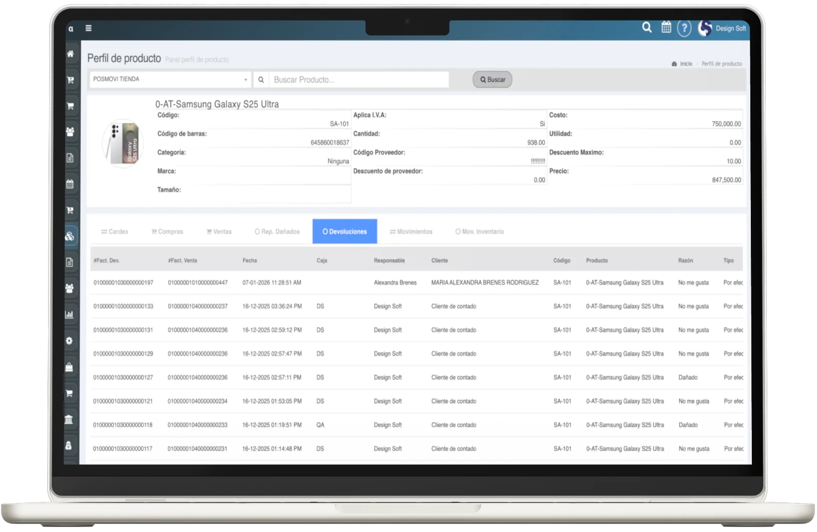 Devoluciones de Producto Posmovi