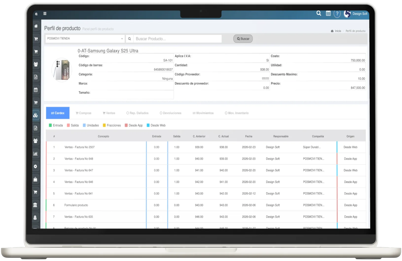 Kardex de Producto Posmovi