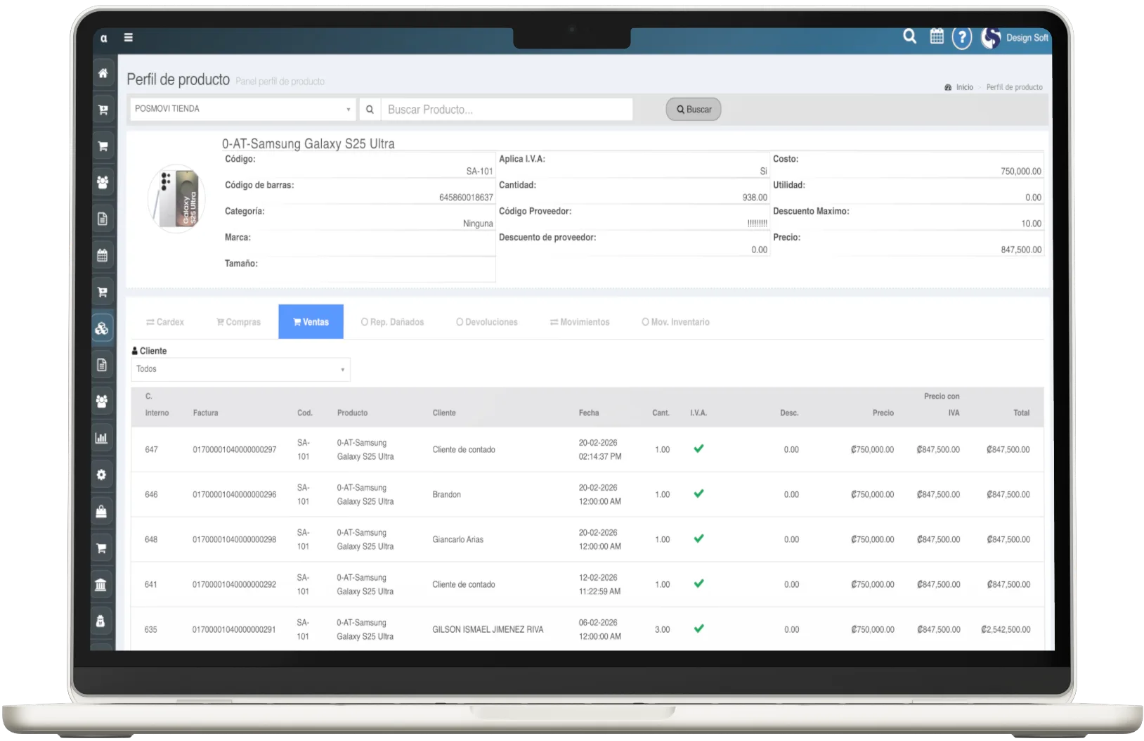 Ventas de Producto Posmovi