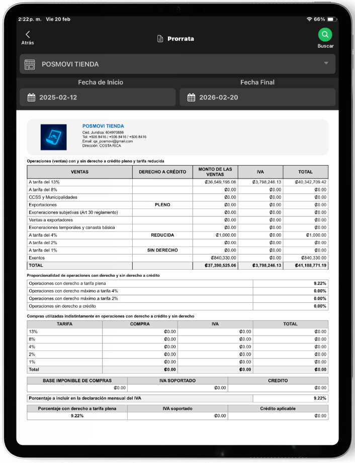 Módulo de Prorrata Posmovi
