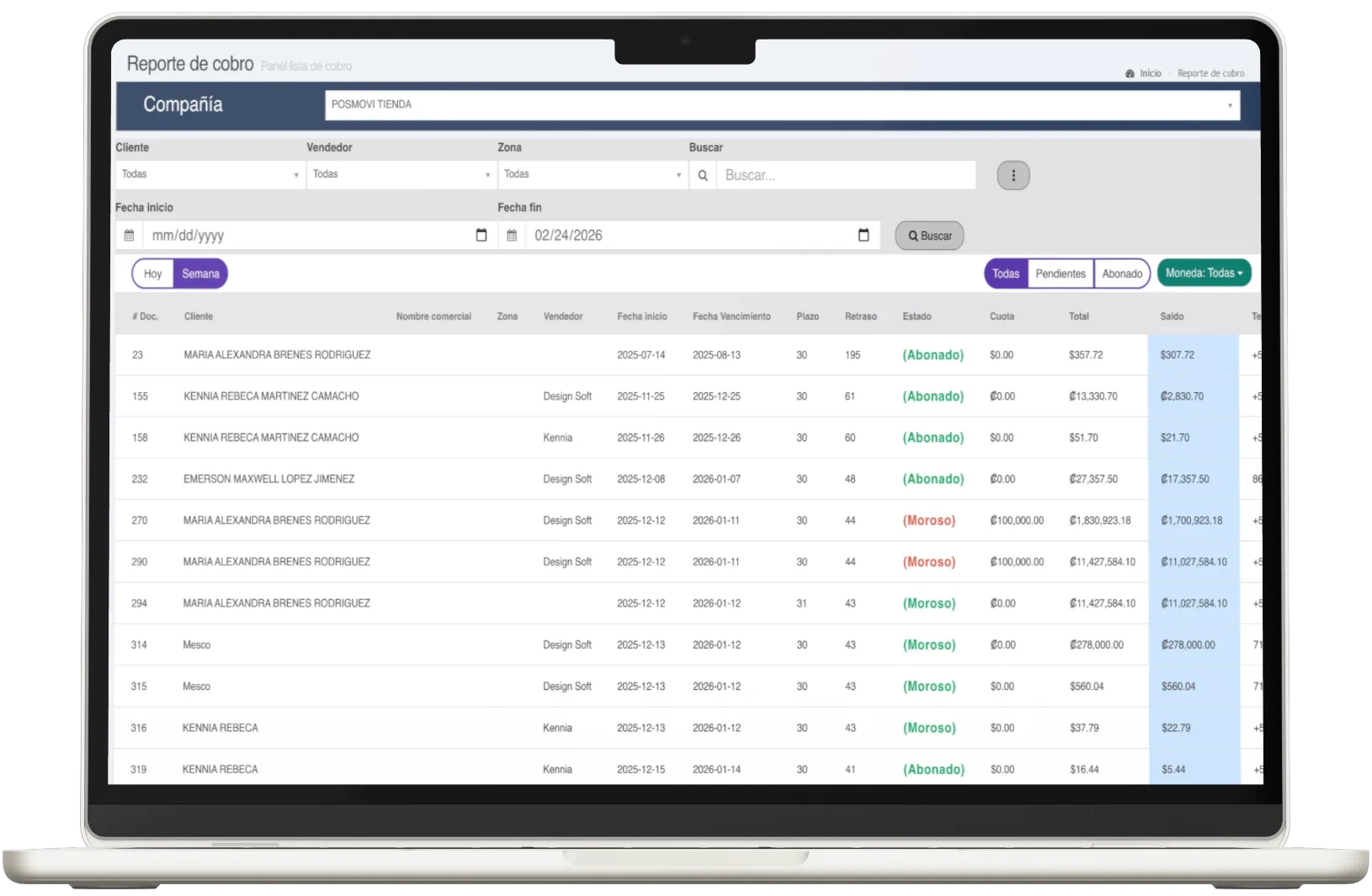 Reporte de Cobro Posmovi