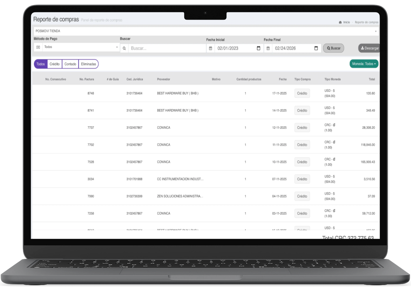 Reporte de Compras Posmovi