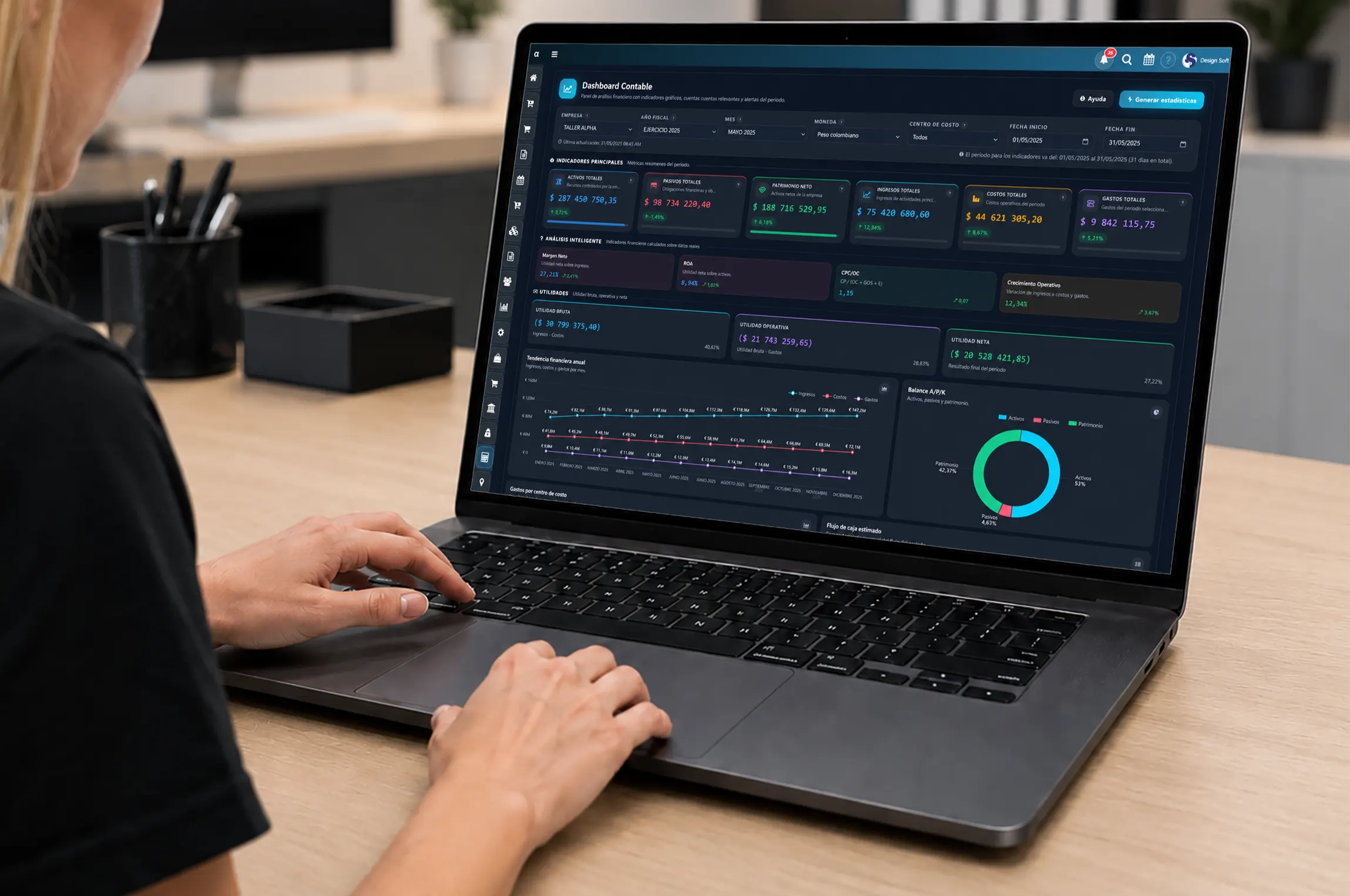 Dashboard principal de contabilidad en POSMOVI